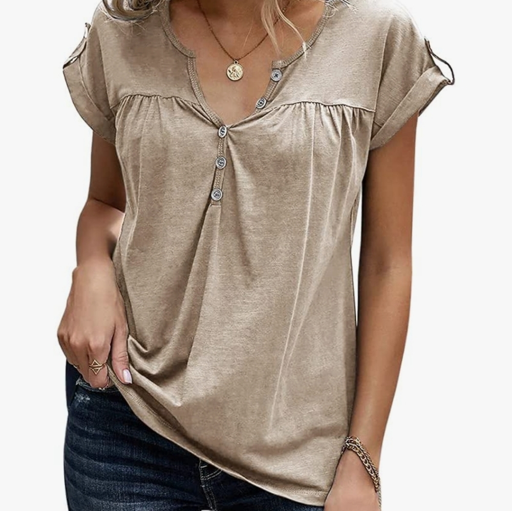 Tan henley top size xxl